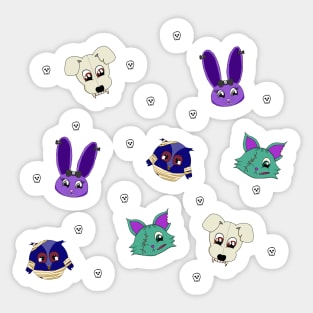 KreepyQute Undead Animals Kawaii Confetti Scatter Pattern Sticker